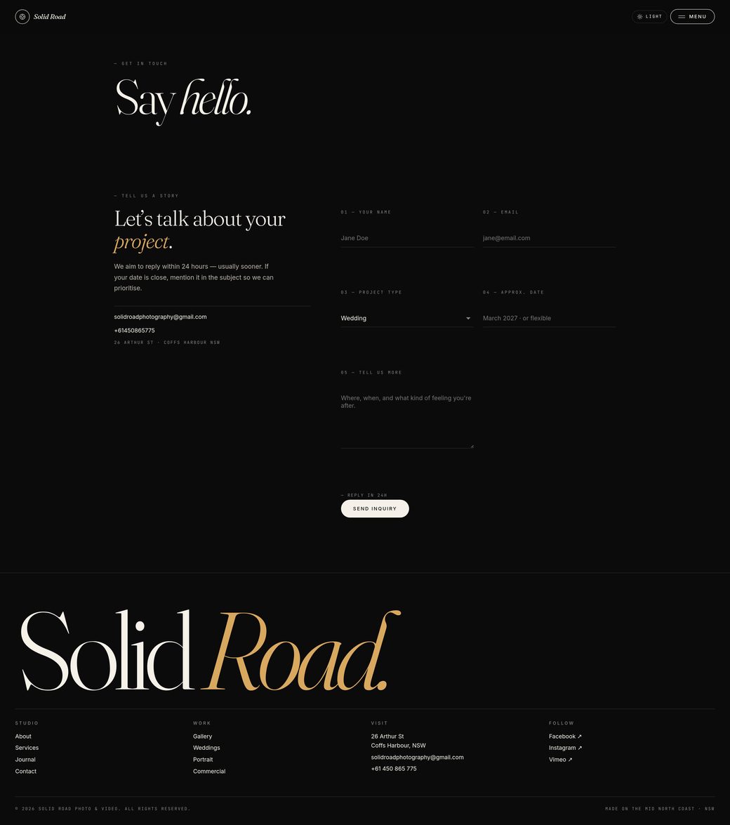 Solid Road Photography screen